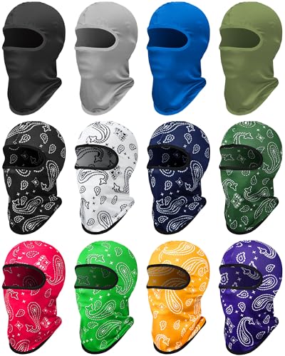 Geyoga 12 Pcs Cooling Balaclava, UV Sun Mask for Men Women, Summer Breathable Helmet Liner for Motorcycle Fishing - color: Mixed, style: Ocean