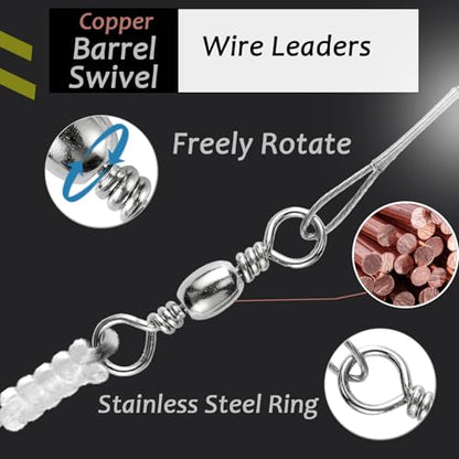 AMYSPORTS Freshwater Wire Fishing Leader Stainless Heavy Duty Wire Leader Fishing Saltwater Rigs Leaders Fishing Steel White Nickel - size: #2 (7.8in-30lb) 40pcs