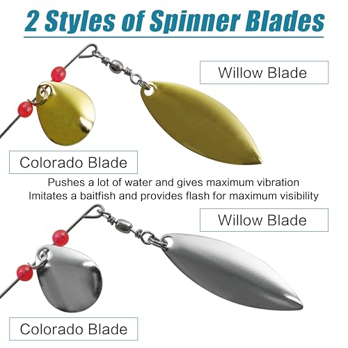 Spinner Baits Bass Fishing Lures Spinnerbaits Kit,Colorado Blades Jig Spinner Bait Lures Multicolor Buzzbait Swimbait Spinnerbait for Bass Trout Salmon Pike Crappie Fishing - color: 12pcs Spinner Baits