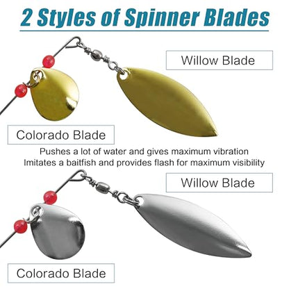 Spinner Baits Bass Fishing Lures Spinnerbaits Kit,Colorado Blades Jig Spinner Bait Lures Multicolor Buzzbait Swimbait Spinnerbait for Bass Trout Salmon Pike Crappie Fishing - color: 12pcs Spinner Baits
