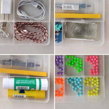 Vidifor 2 Packs 8-Compartments Art Supply Container, Clear Plastic Organizer Box with Dividers for Crafts Jewelry Fishing Tackles Hardware Metal - size: Small 8 grids 2pcs with dividers