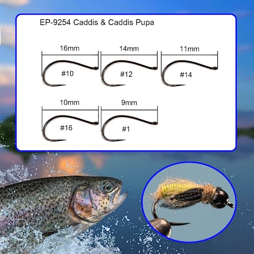 Eupheng 100pcs Plus Best Barbless Competition Fly Fishing Hook Collection, Dry Nymph Strimp&Pupa, Pupa jig Fly Hooks High Carbon Competition Hook - color: Pupa Fly Hook EP-9254, size: 18#