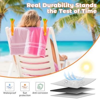 12 Pack Towel Clips for Beach Chairs, Durable and Jumbo Size Flamingo Parrot Towel Clips, Portable Cute Creative Beach Towel Clip for Beach Chairs Cruise Patio Pool or Daily Use - style: Parrot+Flamingo+Champagne+Watermelon+Fish+Sunglasses