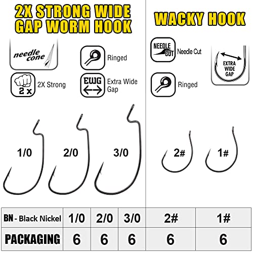 Wacky-Worms-Bass-Fishing-Lure-Kit-Wacky-Rig-Worms-Soft-Plastic-Stick-Baits3 4" 5" 6 inch - color: 80-Piece Supper Wacky Worm Kit