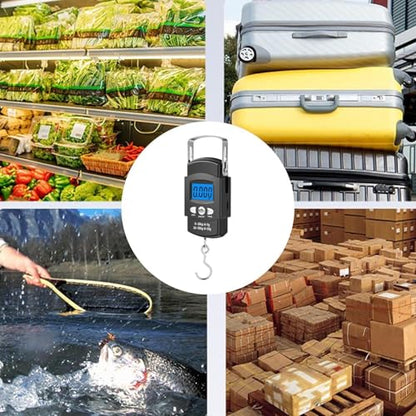 Electronic Digital Fish Scale, 50kg 110lb Weight Equipment, Portable Angling Tool, Bass Trout Catfish Scale, Backlit Screen, Handheld Fishing Gear