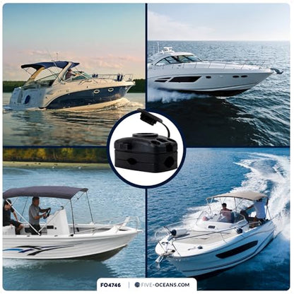Five Oceans Fishing Rod Holder for Boat with Deck Mount Base, Black, High-Impact Nylon for Boats & Kayaks, Multiple Sizes - style: Compatible Rail Mount Base