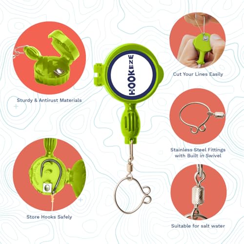 HOOK-EZE Fly Fishing Accessories - Fishing Knot Tying Tool for Tying Fishing Line to Hooks - Fishing Gear and Equipment, Gadget to Tie Knots Quick and Easy - Fishing Gifts for Men - color: Lime Green