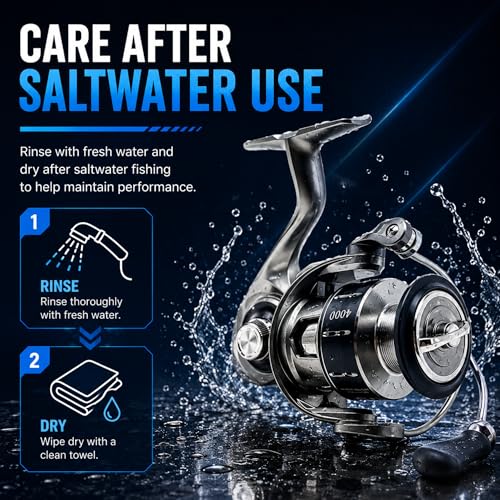 3000 Spinning Reel, 5.2:1 Gear Ratio, CNC Aluminum Spool, 5+1 BB | Lightweight Spinning Reel with 5.2 to 1 Gear Ratio 5 Plus 1 Bearings CNC Aluminum Spool and Reversible Screw In Handle