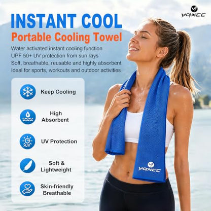 YQXCC 4 Pack Cooling Towels (47"x12"), Ice Cool Neck Towel, Soft Breathable Microfiber for Yoga, Golf, Gym, Running, Camping & Hot Weather - color: Dark Blue/Dark Gray/Rose Red/Green