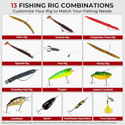 MadBite by KastKing 182/265/400pcs Compact Fishing Tackle Kit - All-in-One Freshwater Hooks, Weights, Bobbers in Tackle Box, Fishing Gear Set for Bass Trout Panfish - style: 143pcs Freshwater Lure Kit