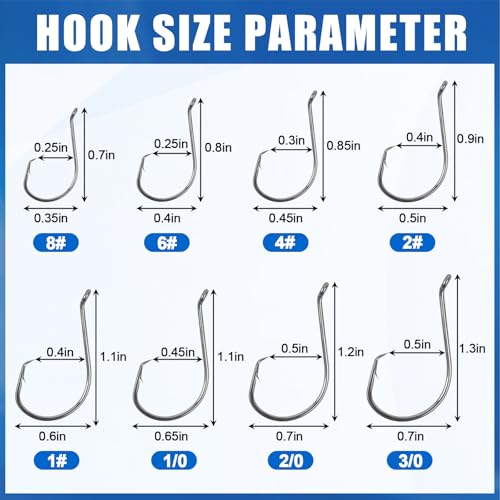 Circle Hooks Saltwater Catfish Fishing Hooks,50/100pcs Octopus Offset Sport Circle Fish Hooks for Catfish Rigs Bass Fishing Saltwater Freshwater Hook Size:8#-10/0 - size: 50pcs_3/0