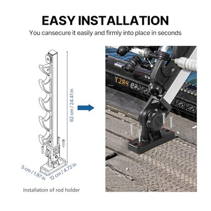 Fishing Rod Holder for Boat, Crappie Rod Holder for Transportation & Storage，180° Adjustable Angler Accessory for Fishing Boat & Pontoon boat (4 Rod) - style: 4 Rod Holder