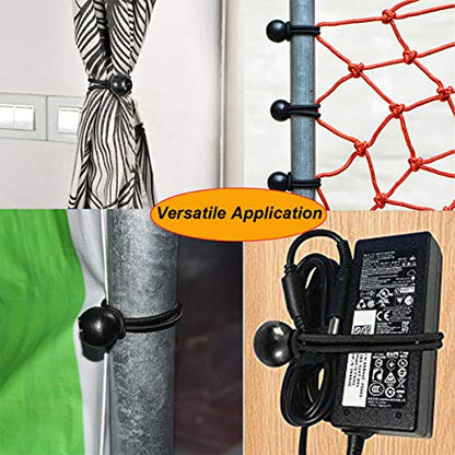 Ball Bungee Cords, 20 Packs, 9 Inch Black Tie Down Cords for Tarp, Canopy Shelter, Wall Pipe, UV Resistant - size: 9 Inch
