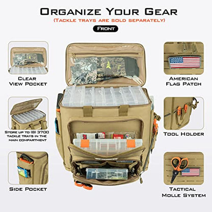 KastKing Fishing Tackle Bags - Saltwater & Freshwater Fishing Bags - Water Resistant, Padded Shoulder Strap - Gear Storage - color: Khaki--Large, size: Large