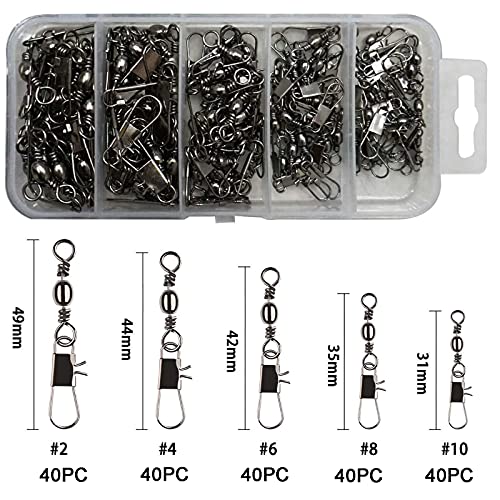 GREATFISHING 200PCS High Strength Heavy Stainless Steel Split Ring Lure Connector Swivels Snap with Fishing Pliers 30lb to 120lb Test - color: 200pc Barrel Swivel