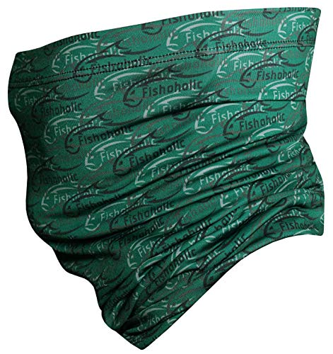 Fishoholic Fishing Face Mask Neck Gaiter Hunting Buff - 3 Colors - UPF50+ Sun Protection Fishaholic Fishing Gift - color: Green Fisho Camo