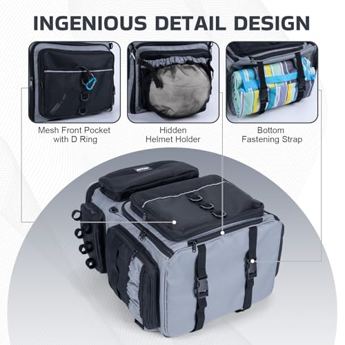 Goture Fishing Backpack with Cooler, 66L 600D Tackle Backpack with 3 Rod Holders, EVA Cover, Helmet Holder, Rain Cover, Saltwater Large Fishing Bag for Camping Hiking, Gear Storage Bag, Gifts for Men - color: A1:gray(without Tackle Box)