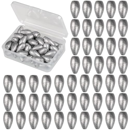 Lead Worm Weights, Bullet Fishing Sinkers for Texas Rig | 40/50 Pack Lead Worm Weights, Smooth Hole , Weedless Rig for Texas Rig and Finesse Bass Fishing 1/8 3/16 1/4 3/8oz - size: 3/8oz-50oz
