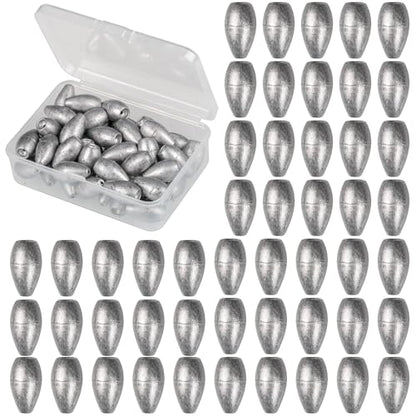 Lead Worm Weights, Bullet Fishing Sinkers for Texas Rig | 40/50 Pack Lead Worm Weights, Smooth Hole , Weedless Rig for Texas Rig and Finesse Bass Fishing 1/8 3/16 1/4 3/8oz - size: 3/8oz-50oz