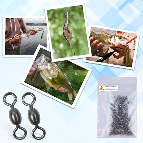 Fishing Barrel Swivel 100pcs Swivels Fishing Tackle Fishing Crane Swivels Stainless Steel High Strength Barrel with Solid Ring Fishing Line Connector for Saltwater Freshwater 30LB-96LB - size: 6#-100PCS