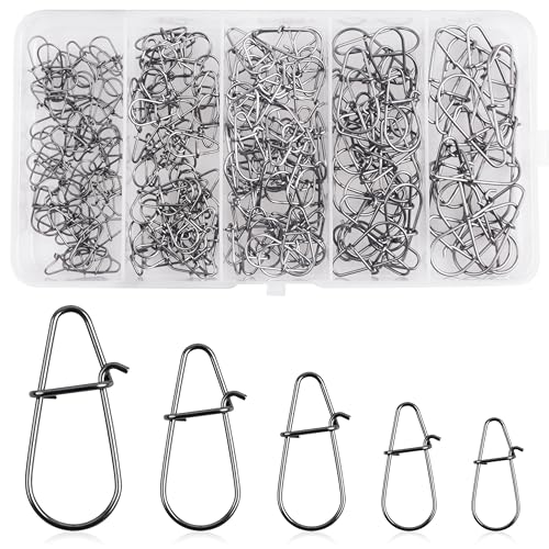 AGOOL Crankbait Snaps Snap Clips Kit for Bass Lures, 200pcs Duo Lock Lure Snaps Stainless Steel Quick Change Fishing Speed Clips Connector Freshwater Bass Fishing - style: mixed sizes-200pcs