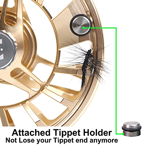Maxcatch AVID PRO Fly Fishing Reel with CNC-machined Aluminum Body Super Large Arbor Design-3/5, 5/7, 7/9, 9/11 Weights - color: Gold, size: 7/9wt