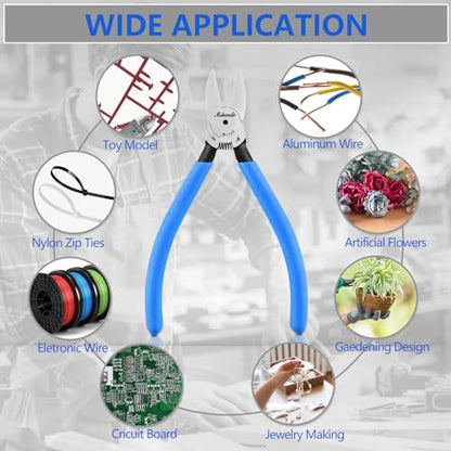 Wire Cutters Flush Cutters for Jewelry Making, Ultra-Sharp Side Cutters, CR-V Diagonal Cutters for Crafting, Flush Cut Pliers for Soft Copper Wire, Floral, Circuit Board (6" 10Pack) - size: 6" 10Pack