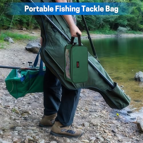 VISEMAN Fishing Tackle Bag, Waterproof Bait Storage Bag, Tackle Organizer | Fishing Bait Bag with Transparent Window for Crappie and Bass Fishing - color: Green