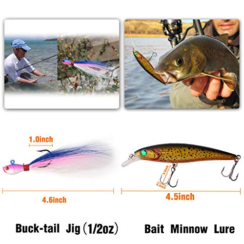 Saltwater Fishing Tackle Kit, Surf Fishing Gear Set Includes Saltwater Lures, Bait Rigs, Swivel, Hooks, Sinkers Weights, Wire Leaders Various Accessories