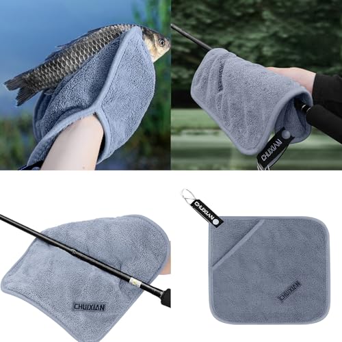 Fishing Towels with Clip Microfiber Towels Fishing Accessories Soft Quick Drying Baits Towel for Scrubbing Boats & Rods
