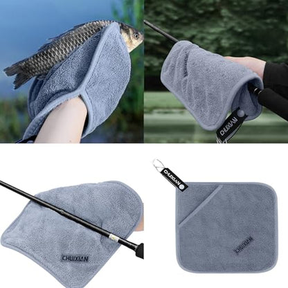 Fishing Towels with Clip Microfiber Towels Fishing Accessories Soft Quick Drying Baits Towel for Scrubbing Boats & Rods