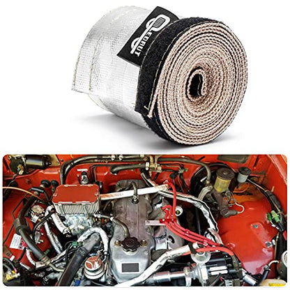 Heat Shroud Aluminized Sleeving Heat Shield Fuel line Wire Heat Sleeve 1" I.D. x 10FT with 20 Pcs 7.8Inch Stainless Steel Cable Metal Zip Ties - size: 1"I.D.x 10FT