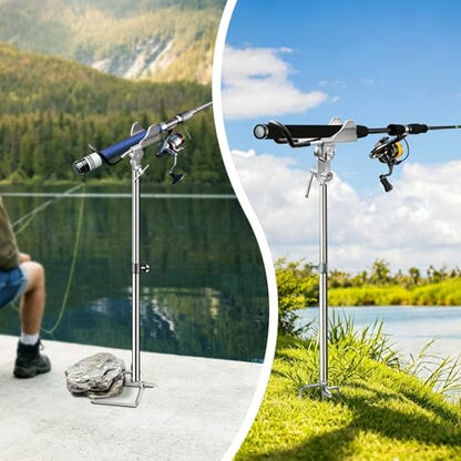 2 Pack Fishing Rod Holder for Bank Fishing, 360 Rotation Multifunctional Stainless Steel Fishing Rod Holder for Ground，Suitable for Shore Fishing scenarios