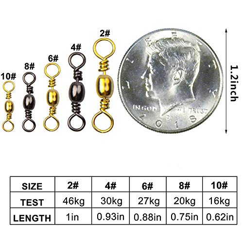 Shaddock Fishing 300pcs Barrel Swivels Fishing Tackles Saltwater Freshwater - color: 300pcs Black Gold Swivels