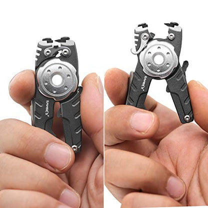 SAMSFX Fishing Tungsten Line Cutter with Zinger Retractors, Fishing Pliers Cutters, Knot Tying Tool, Hook Eye Cleaner, Hook Sharpener - color: A: Gray Line Cutter With Retractor