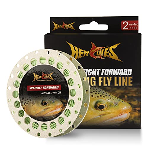 HERCULES Fly Fishing Line Floating Weight Forward Fly Line with Double Welded Loop - color: Moss Green, size: WF4F 90FT