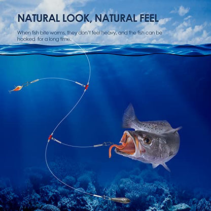 Fishing Leader Fishing Rigs, Luroad 6/12/18 Pcs Nylon-Coated Lines with Swivels Snap Beads, Stainless Steel Hooks Crimps Saltwater Freshwater for Fishing Lovers Angler, 1 Arm/ 2 Arms - color: L.2 Arm-Red-18pcs