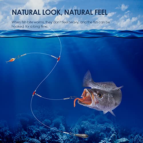 Fishing Leader Fishing Rigs, Luroad 6/12/18 Pcs Nylon-Coated Lines with Swivels Snap Beads, Stainless Steel Hooks Crimps Saltwater Freshwater for Fishing Lovers Angler, 1 Arm/ 2 Arms - color: F.2 Arm-Green-18pcs