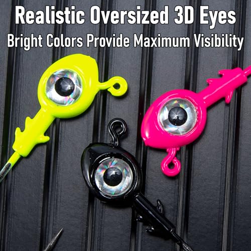 Dr.Fish 10 Pack Fishing Eyes Jigs 3D Eyes Trout Heads Bass Hook Saltwater Swimbait Jig Heads Freshwater Walleye Redfish Striper - color: Pink, size: 3/8oz-Hook #4/0