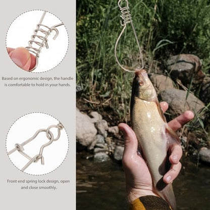 BESPORTBLE 20 Pcs Fish Lock Stainless Steel Fish Stringer Fish Baskets for Live Fish Fishing Live Well for Fish Outdoor Tools Stainless Steel Fish Clip High Strength Wire Clamp