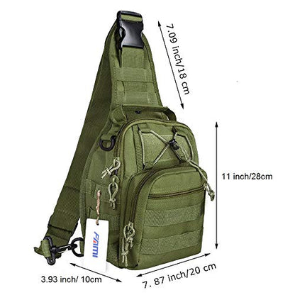 FAMI Outdoor Tactical Bag Backpack, Military Sport Bag Pack Sling Shoulder Backpack Tactical Satchel for Every Day Carry (Army Green 2 Packs) - color: Army Green 2 Packs