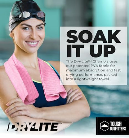 Tough Outfitters Quick Dry Towel - Travel Towel Fast Drying Lightweight - Compact Microfiber Towels for Body Camping Swim Beach Camp Backpacking - Quick Dry for Swimmers - color: Large - 26" X 17" - Pink