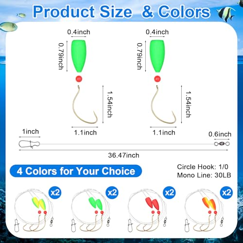 Arrowbash 16 Pcs/ 8 Pcs Pompano Rigs for Surf Fishing Floats Pre-Rigged Saltwater Gear Tackle with 1/0 Circle Hooks for Casting Pier Jetty Fishing
