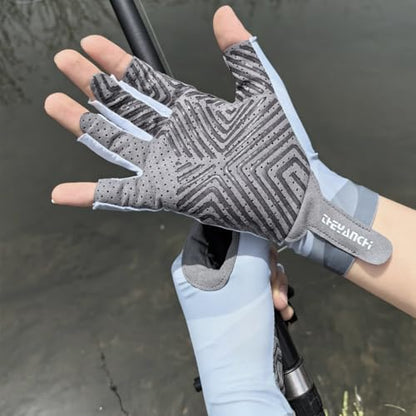 Fishing Gloves UV Protection Fingerless Sun Gloves Men Women for Cycling Hunting Kayaking Hiking Sailing - color: Grey, size: Medium