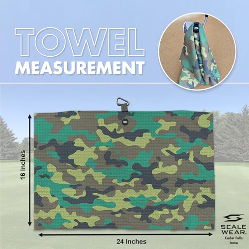 Magnetic Microfiber Waffle Golf Towel – Funny Large 16"x24" Clean Golf Club Ball Magnet Clip to Hang on Bag Cart Strong Premium Strength Ultra Absorbent Gear Black Disc Men (Marine Camo) - color: Marine Camo