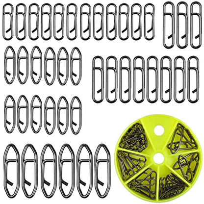 Fishing Power Clips Kit,40PCS High Strength Stainless Steel Speed Clip for Fishing Lure Quick Change, Freshwater Saltwater Crankbait Popper Lures Quick Snap Connector Tackle
