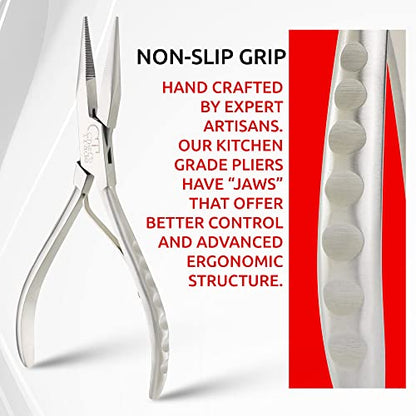 Fish Bone Pliers/Tweezers Stainless Steel Washable (Silver) - color: Silver
