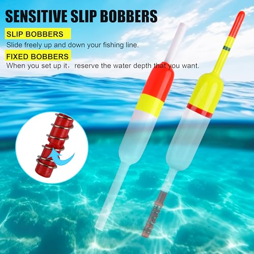 SILANON Slip Bobbers Fishing Floats and Bobbers Balsa Wood Slip Bobbers Floats Spring Bobbers for Crappie Catfish Trout Panfish Walleyes Fishing Bobbers 10pcs - color: 2.44in X 0.59in X 5in - 10pcs