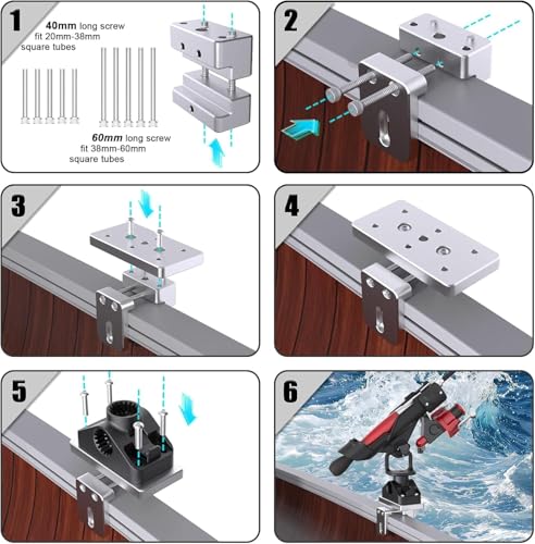 Combo Mount Fishing Rod Holders - 360 Degree Adjustable Boat Rod Rack - style: 4pack Rod Holder+rail Mount+track Mount