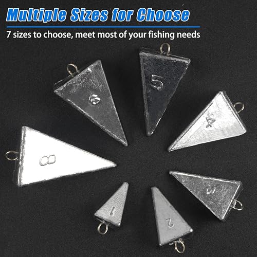 Pyramid Sinkers Fishing Weights, Saltwater Surf Fishing Sinkers Triangle Fishing Weights for Ocean Saltwater Surf Fishing Gear Tackle 1oz 2oz 3oz 4oz 5oz 6oz 8oz - color: 8pcs Kit(1+2+3+4oz)
